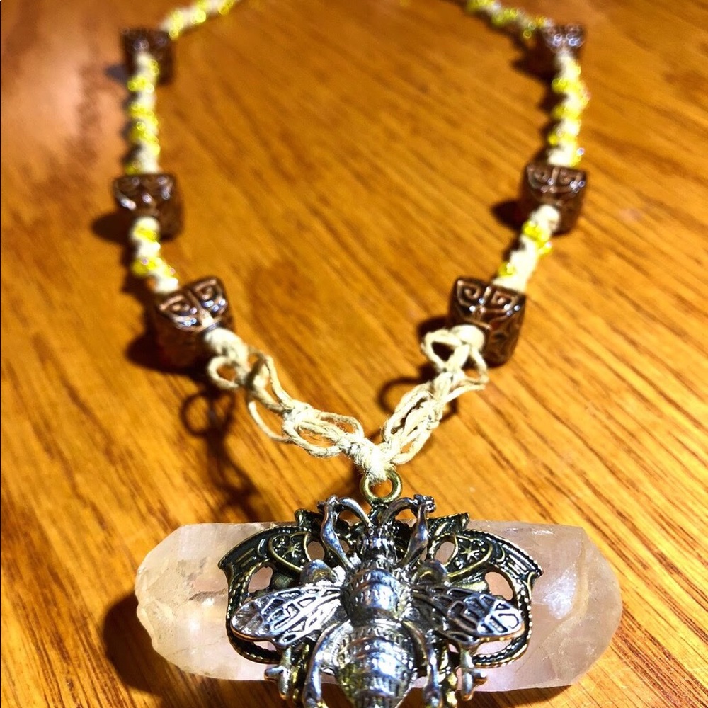 Bumblebee Pendant Hemp Necklace
